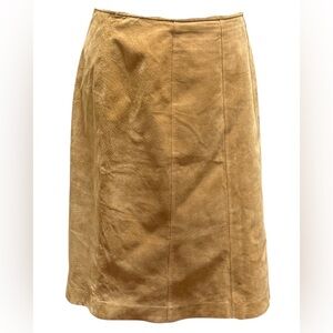 Ann Taylor Vintage Classic Tan leather suede A-Line Skirt